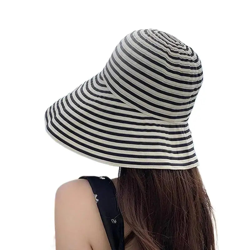 Women's Wide Brim Striped Sun Hat – Lightweight Travel Hat Wide Brim Sun Hat Axl
