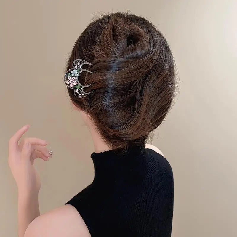 Metal U-Shaped Hair Fork Comb with Pearl Tassel Hair Stick Hair Fork Comb Axl