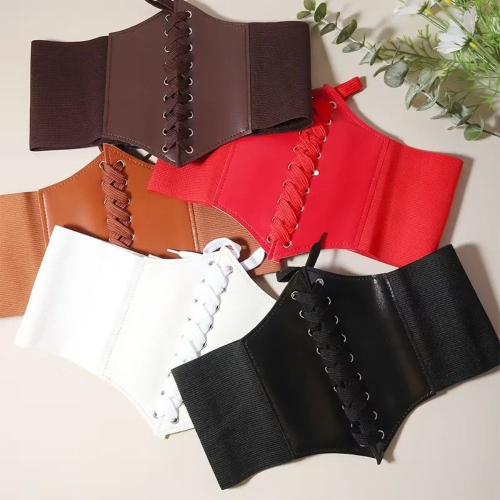 Women's Wide PU Leather Elastic Waistband Belt – Stylish Fit Wide Waistband Belt Axl
