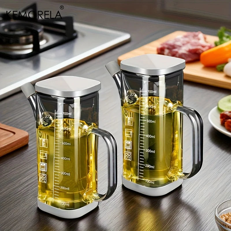 KEMORELA 700ml Glass Oil Dispenser Bottle – Leak-Proof Pourer Oil Dispenser Bottle Axl