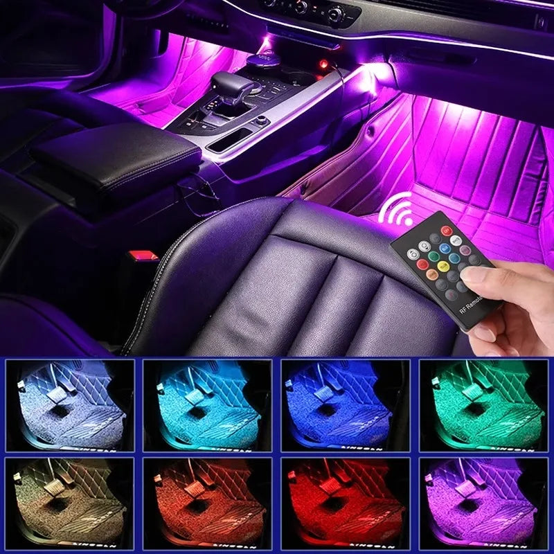 Car RGB LED Interior Ambient Light Strip Kit – 8 Colors 4 PCS Car LED Light Strip Axl