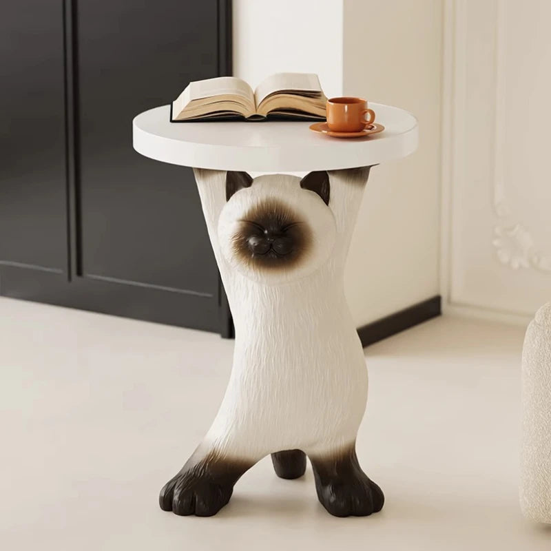 Siamese Cat Figurine with Storage Tray | Modern Resin Sculpture Decorative Figurine Axl