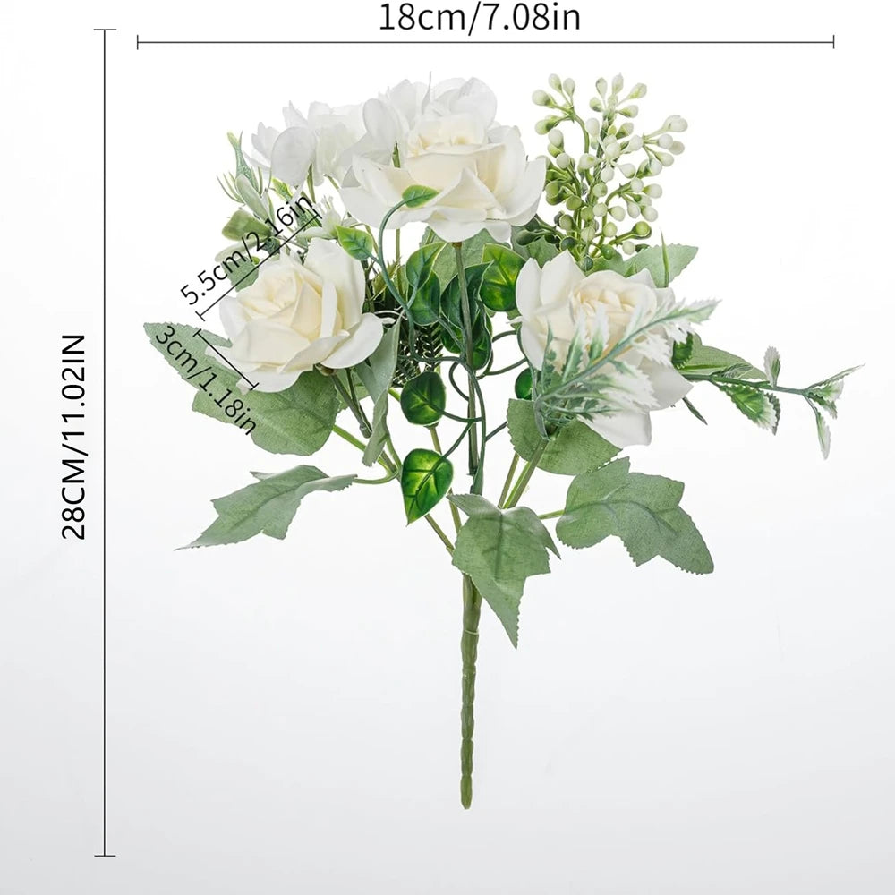Silk Gardenia Hydrangea Artificial Flowers – Wedding & Home Décor Artificial Flower Bouquet Axl WHITE 3 pcs