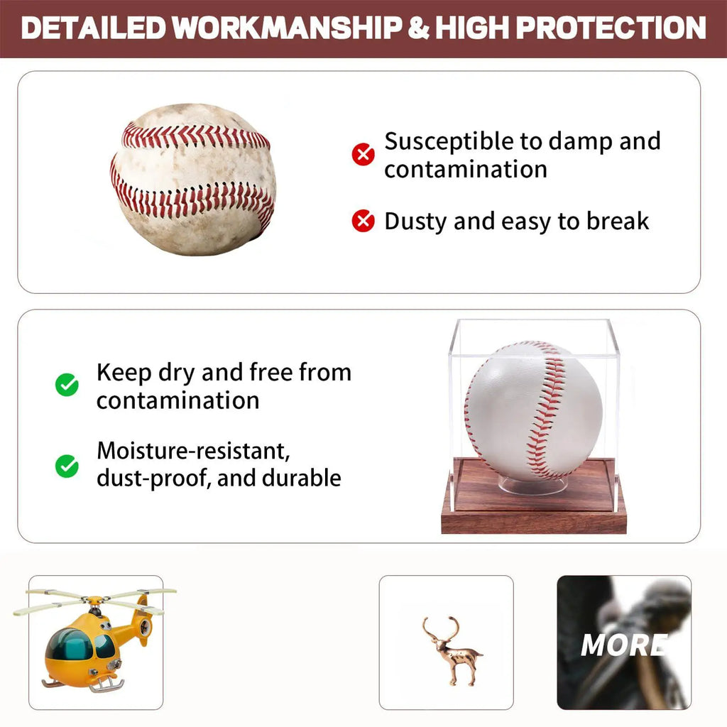 Acrylic Baseball Display Case – Clear Collectible Holder Sports Display Case Axl
