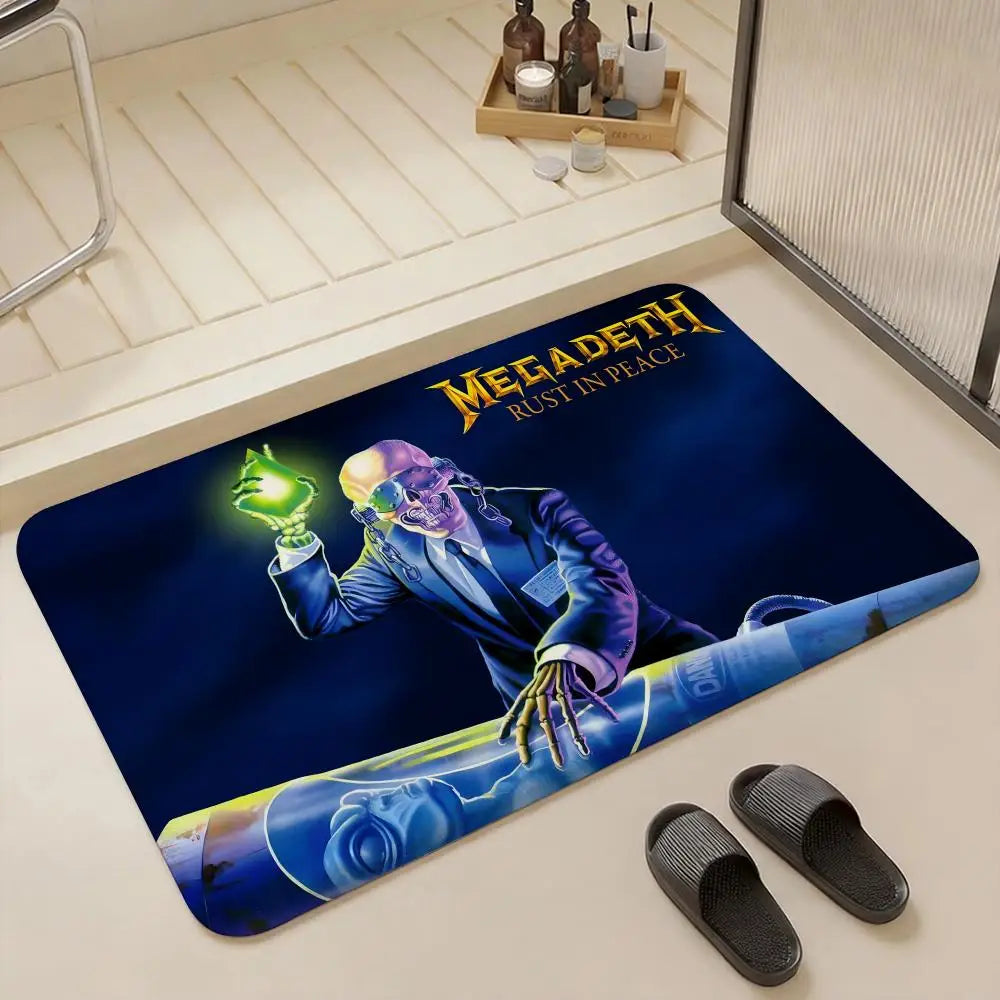 Megadeth Flannel Floor Mat – Non-Slip Soft Indoor Doormat Rug Flannel Floor Mat Axl