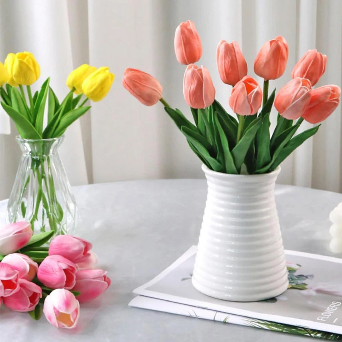 10 PCS Real Touch Artificial Tulips – Wedding & Home Decor Artificial Flowers Axl