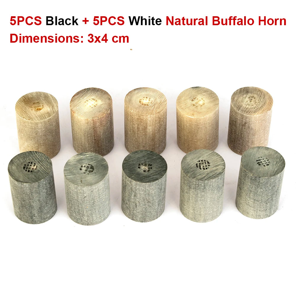 XITUO 10pc Natural Cow Horn Rollers – DIY Knife Handle Blanks Knife Handle Blanks Axl 5black and 5White