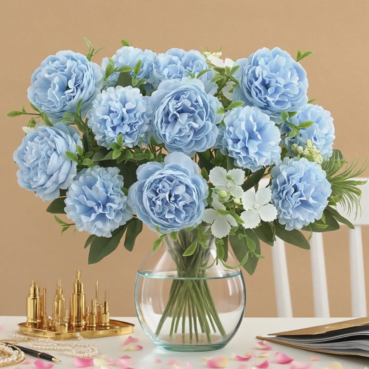 Silk Artificial Chrysanthemum Peony Bouquet – Home & Wedding Decor Artificial Flower Bouquet Axl
