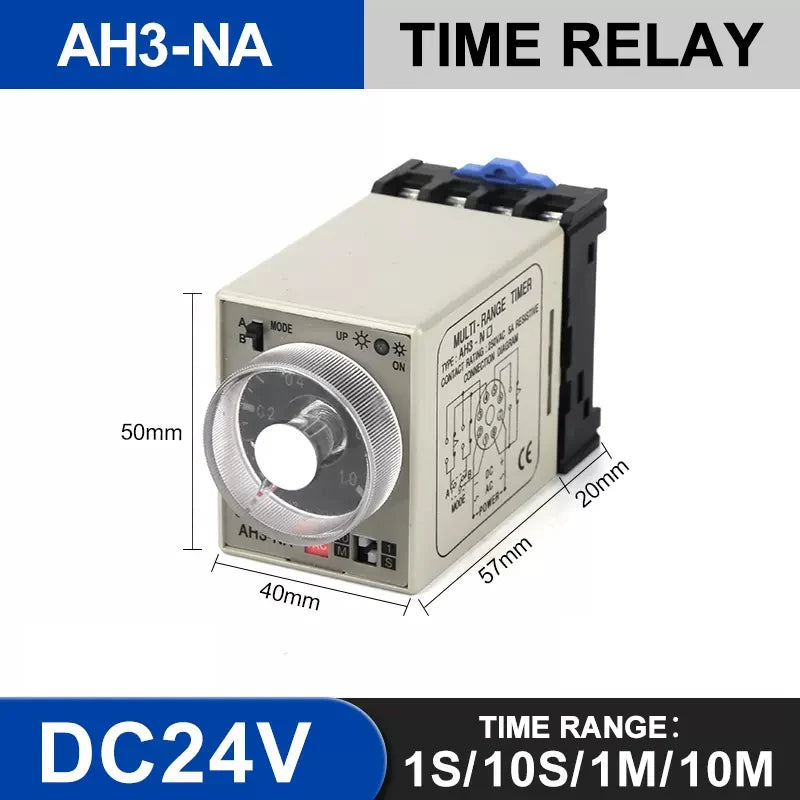 AH3-N 8-Pin Adjustable Time Delay Relay | Multi-Range Timer Time Delay Relay Axl AH3-NA-24V