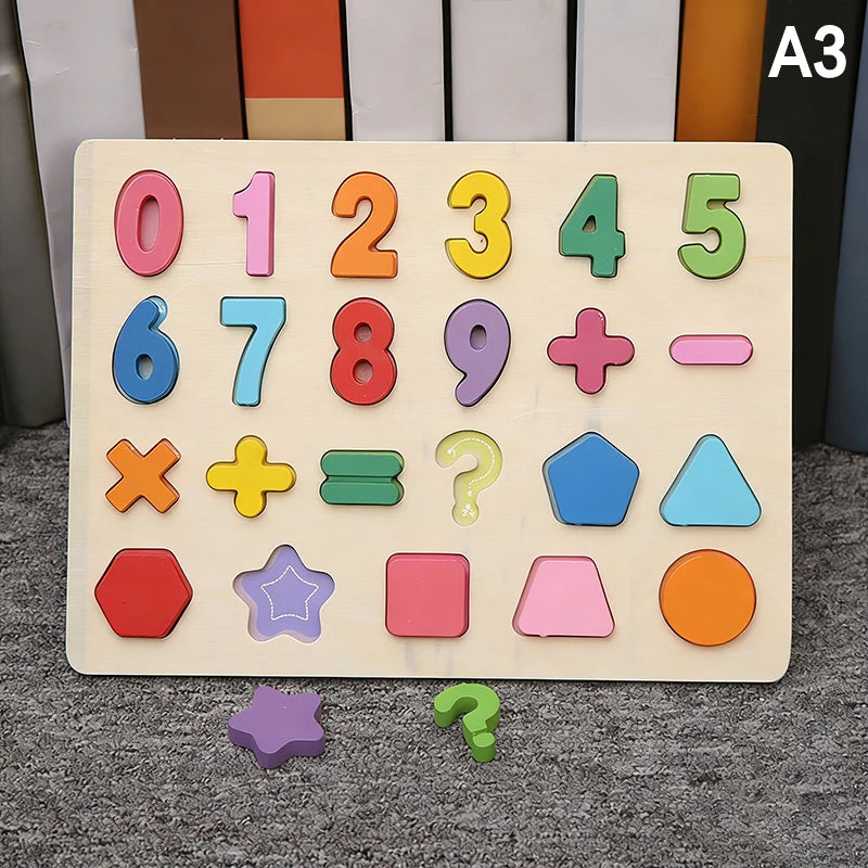 Wooden Alphabet & Number Montessori Puzzle – Kids Learning Toy Wooden Learning Puzzle Axl A3