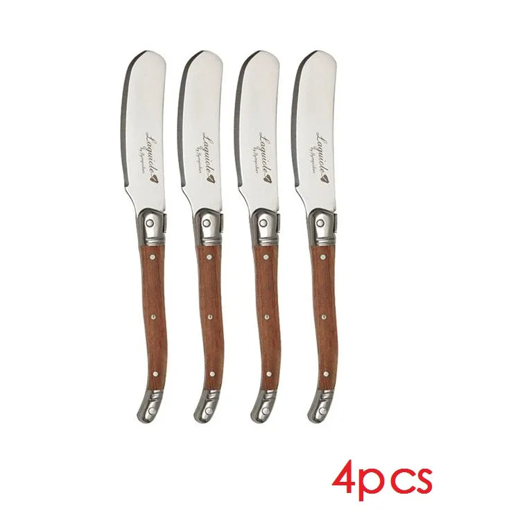 Laguiole-Style Butter & Cheese Spreader Set 4-6 Pcs | Rainbow Cheese Spreader Set Axl 4pcs wood