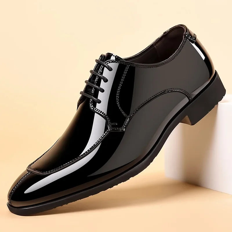 Men's Patent Leather Oxford Shoes – Pointed Toe Dress Shoes Men's Oxford Shoes Axl Black 40