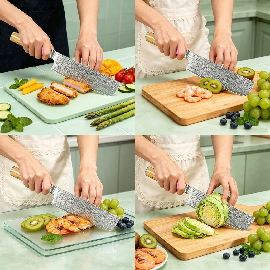 Damascus Steel Nakiri Knife – Sharp Vegetable & Slicing Knife Damascus Kitchen Knife Axl