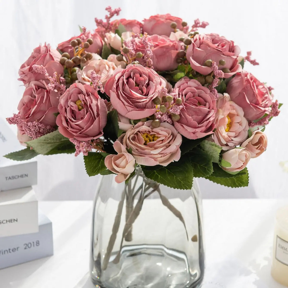 Artificial Silk Peony Rose Bouquet – Wedding & Home Décor Artificial Flower Bouquet Axl