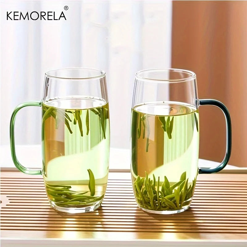 KEMORELA Heat-Resistant Glass Tea Cup with Handle | Microwave Safe Glass Tea Cup Axl