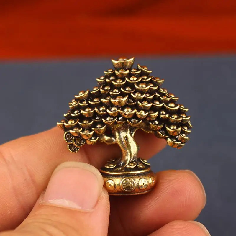 Brass Fortune Money Tree Figurine – Feng Shui Desktop Decor Brass Figurine Sculpture Axl