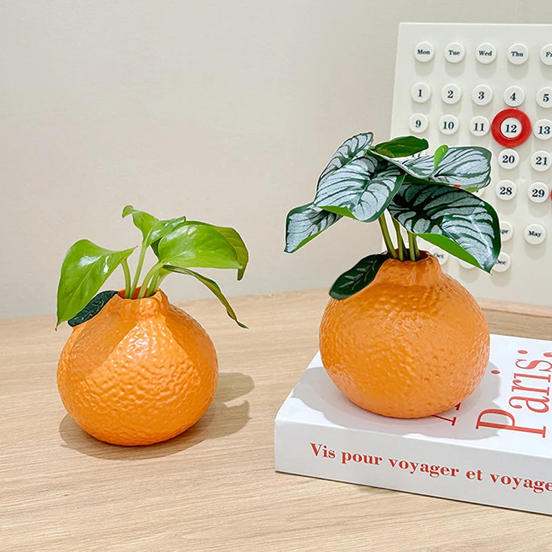 Orange Fruit Shaped Vase – Desktop Art Vase & Centerpiece Decorative Vase Axl