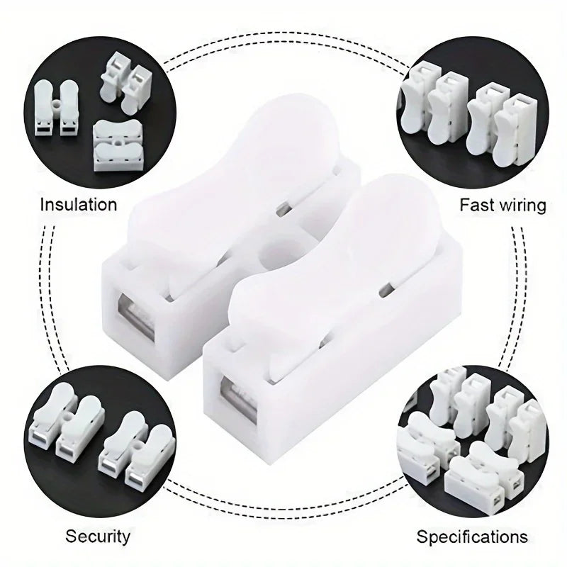 100-Pack CH-2 Spring Wire Connector Terminals | Quick Connect Wire Terminal Connectors Axl
