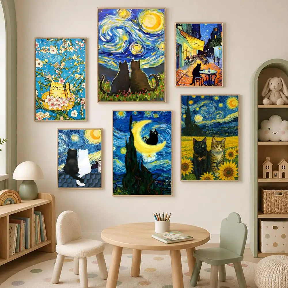 Artistic Cat Wall Art Poster – Self-Stick HD PVC Waterproof Wall Art Poster Axl