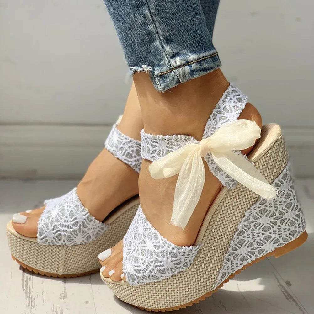 Women's Lace-Up Wedge Platform Sandals – High Heel Summer Wedge Platform Sandals Axl