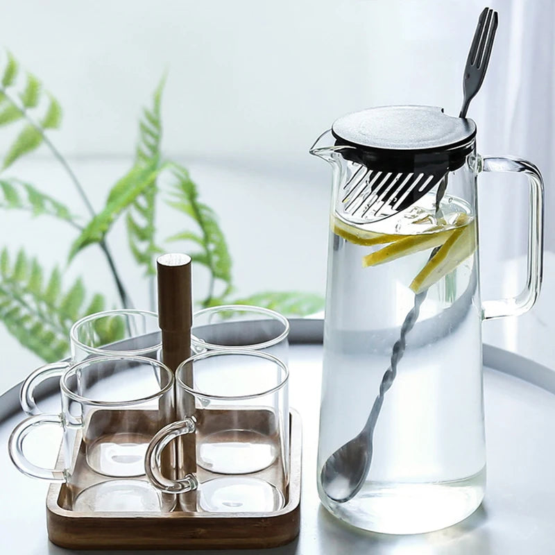 KEMORELA Glass Kettle 1L/1.5L – Bamboo Lid & BPA-Free Filter Glass Kettle Jug Axl
