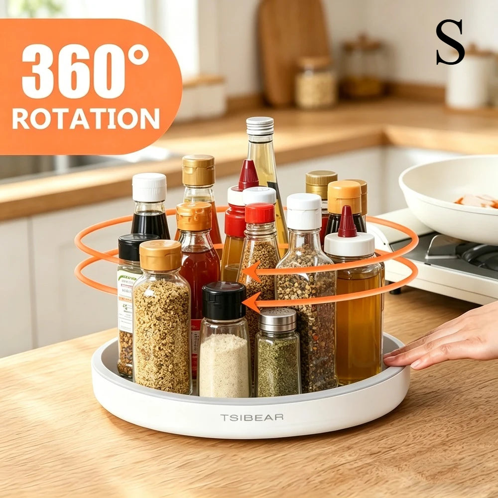 360° Rotating Turntable Organizer – Spice & Countertop Storage Rotating Storage Tray Axl S