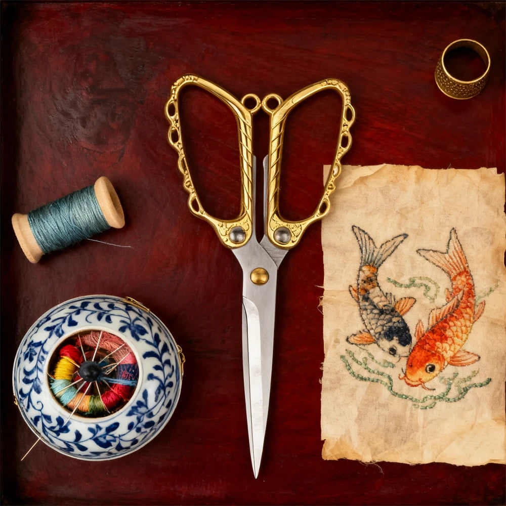 Retro Vintage Embroidery Scissors – Cross-Stitch Crafting Tool Embroidery Scissors Axl Scissors-Golden