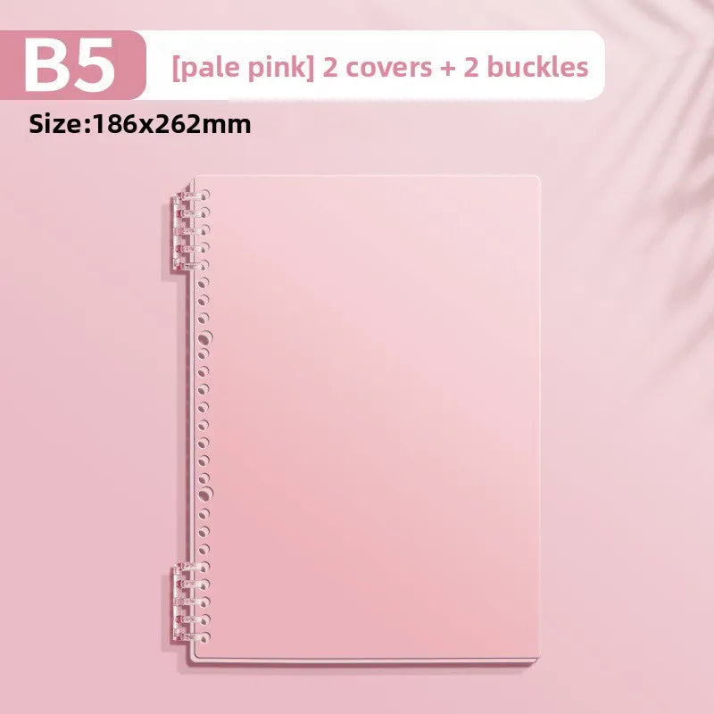 Transparent PP Loose-Leaf Binder Cover A4 A5 B5 – DIY Notebook Binder Cover Axl pink-B5-1pcs