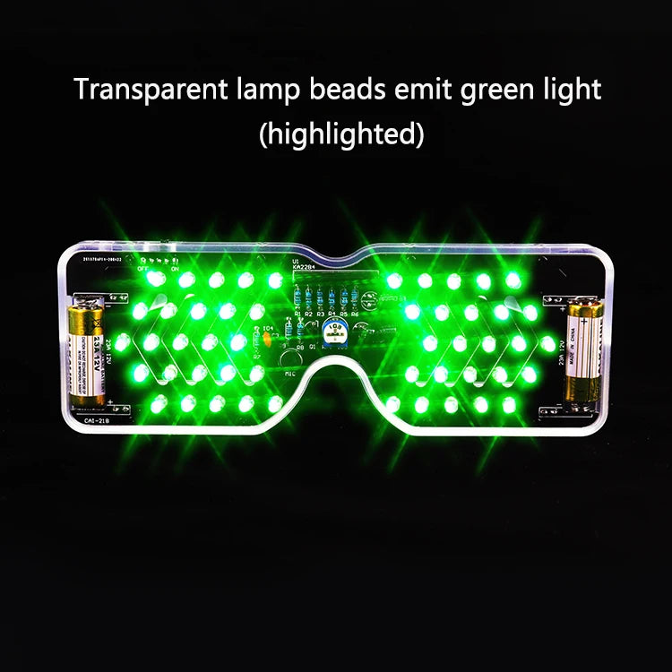 Voice-Activated LED Flashing Glasses DIY Soldering Kit DIY Electronics Kit Axl Green Light