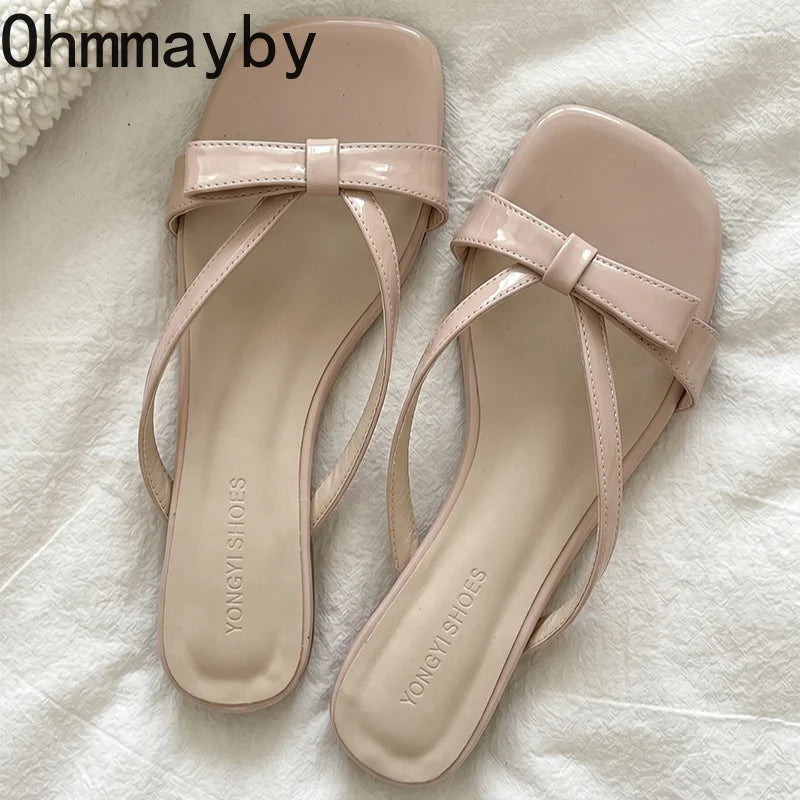 Women's Low Heel Square Toe Slides – Lightweight Summer Slippers Women's Slide Slippers Axl