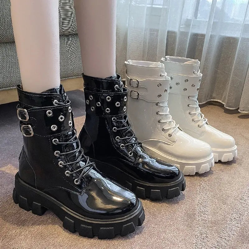 Women's Ankle Boots – Rear Zip, Belt Buckle & Wedge Heel Women's Ankle Boots Axl