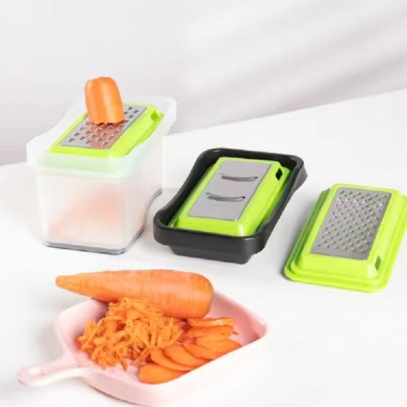 3-in-1 Manual Vegetable Chopper Grater & Slicer with Container Vegetable Grater Slicer Axl