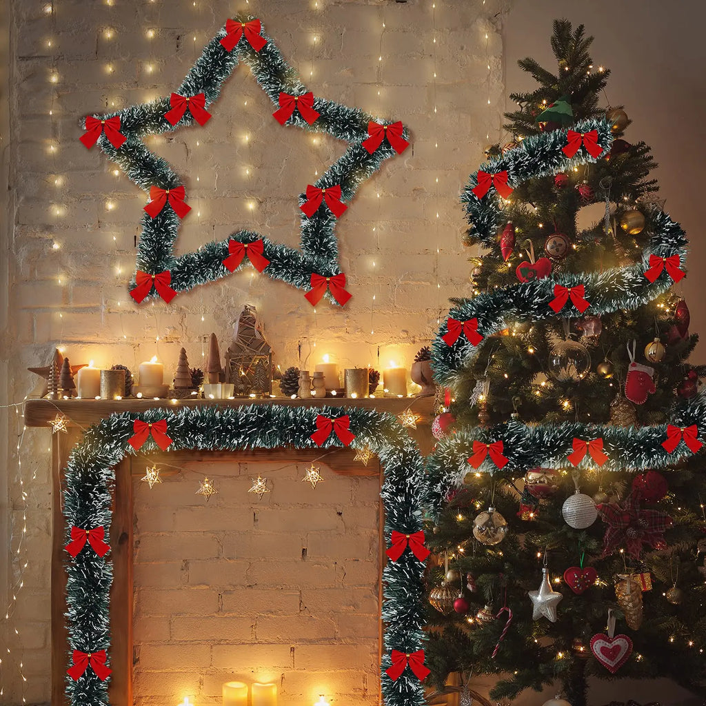 Artificial Christmas Tinsel Garland with Bowknot | Xmas Decor Christmas Tinsel Garland Axl