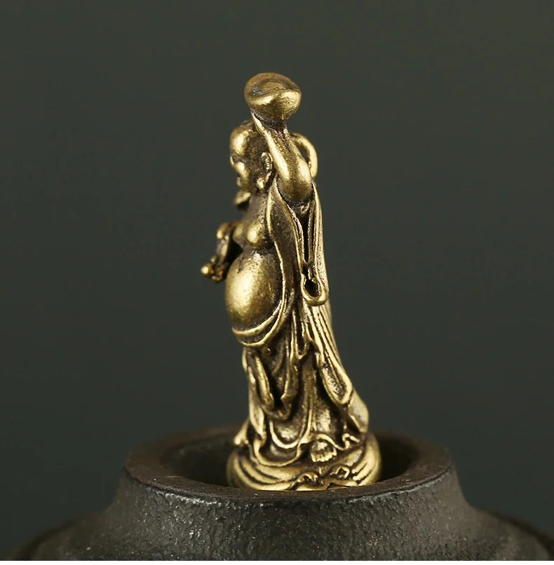 Copper Maitreya Buddha Miniature Figurine – Brass Pocket Statue Buddha Figurine Axl