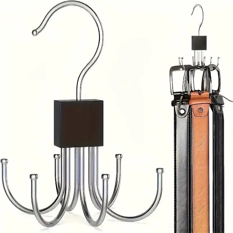 Rotating Multi-Hook Hanger for Belts, Ties & Scarves Closet Accessory Hanger Axl