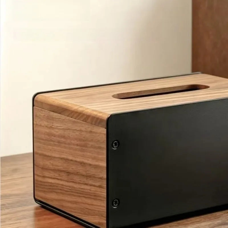 Wooden Vintage Tissue Box Cover – Black Walnut Napkin Case Tissue Box Cover Axl