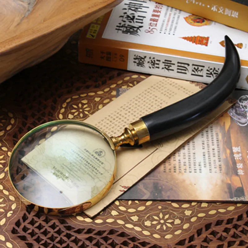 Retro Brass Horn Magnifying Glass – Vintage Desk Ornament Decorative Magnifying Glass Axl 3