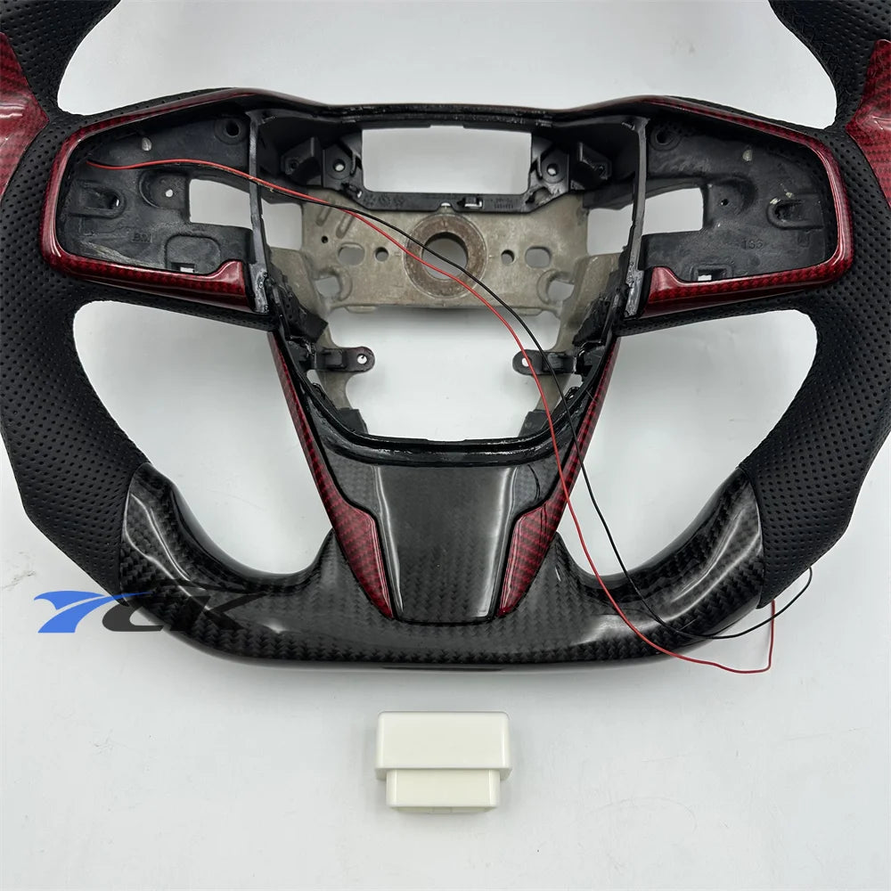 LED Steering Wheel Honda Civic 2016–2021 Carbon Fiber Leather Custom Steering Wheel Axl