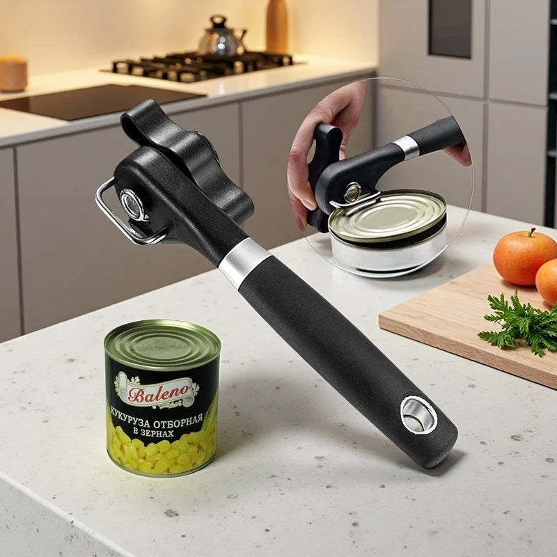 Stainless Steel Side-Cut Can Opener – Safe, Easy Single Handle Can Opener Axl