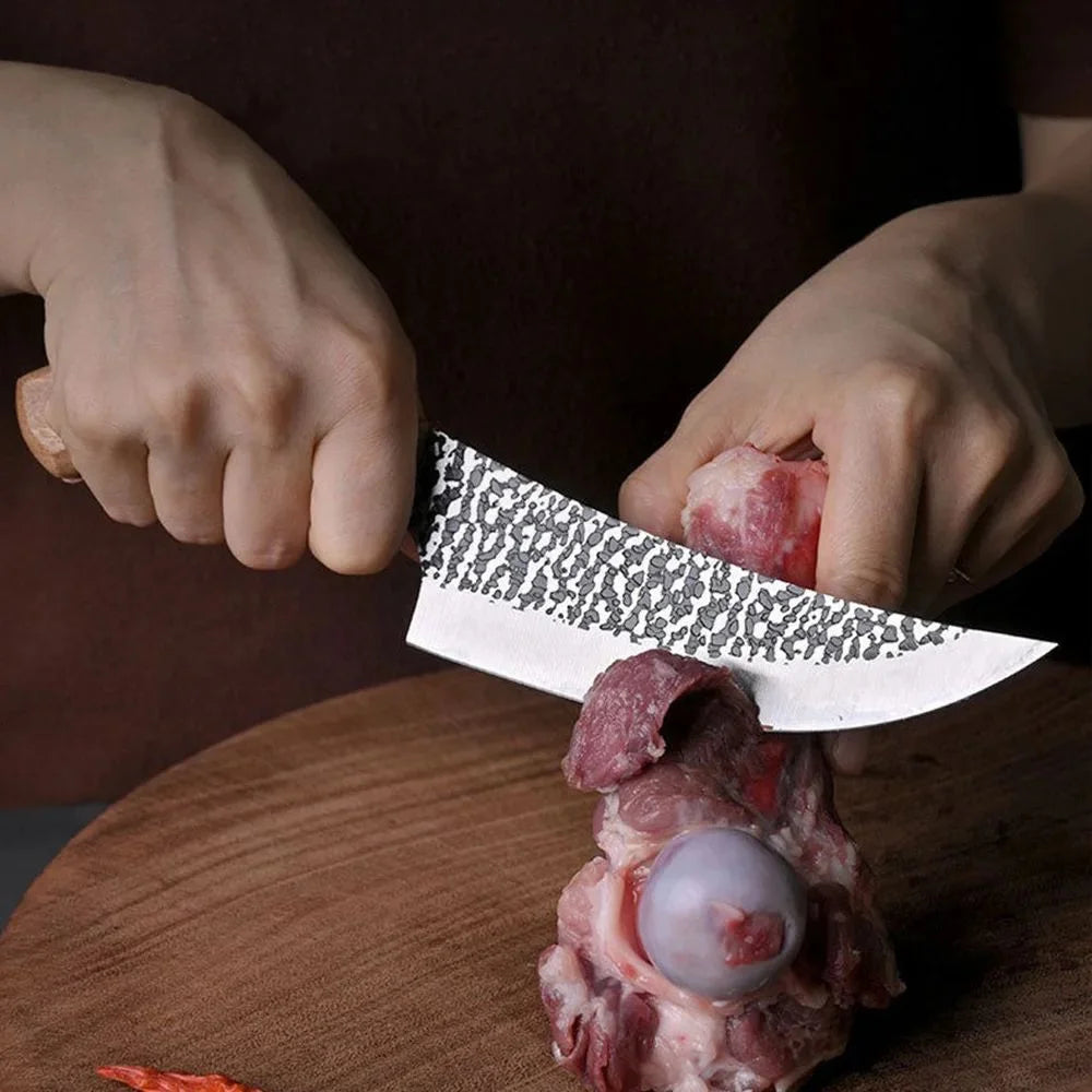 Forged Stainless Steel Boning & Cleaver Knife – Wood Handle Kitchen Cleaver Knife Axl