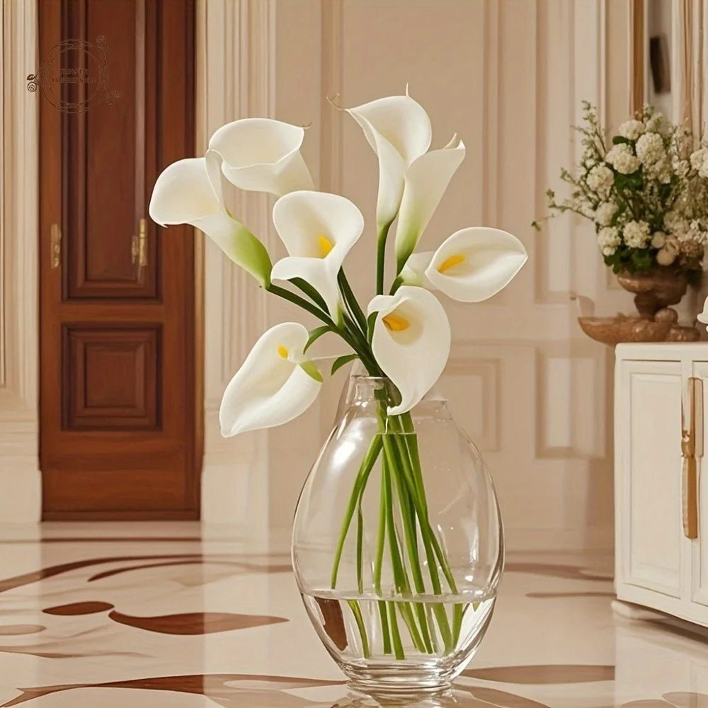 13pc PU Real Touch Artificial Calla Lily Bouquet – Wedding Decor Artificial Flower Bouquet Axl