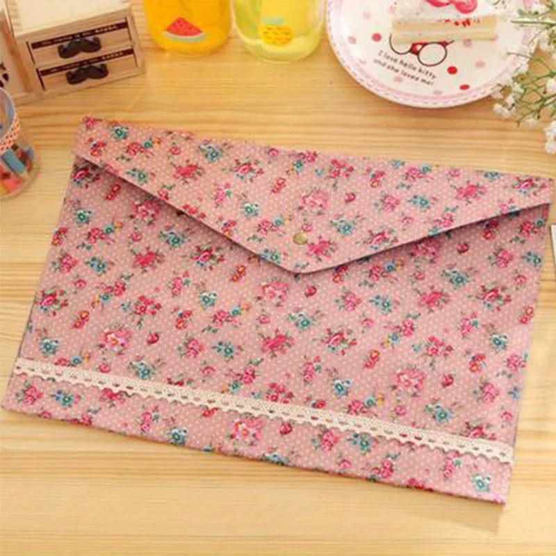 A4 Floral Fabric File Folder – Large Capacity Document Organizer Document File Folder Axl A