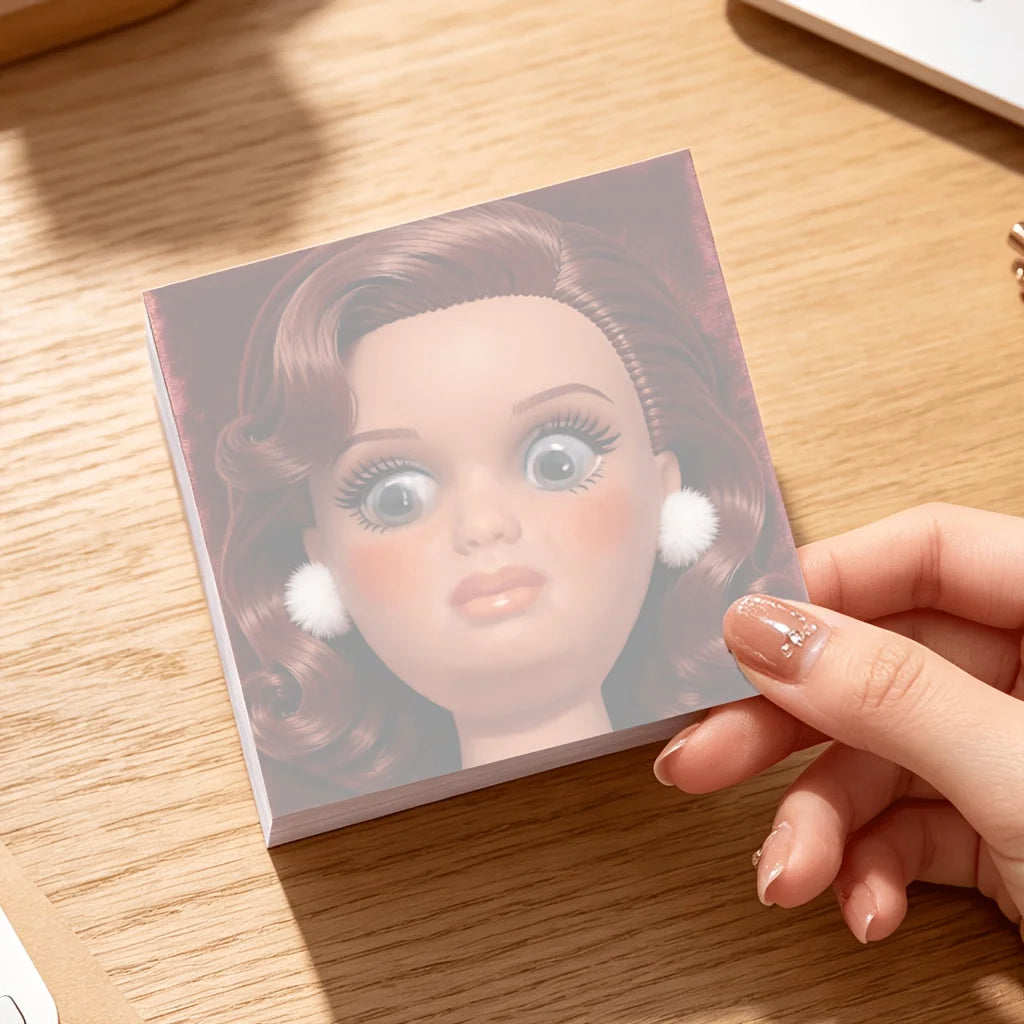Angry Doll Face Sticky Notes – Kawaii Memo Pad 50/100 Sheets Kawaii Sticky Notes Axl