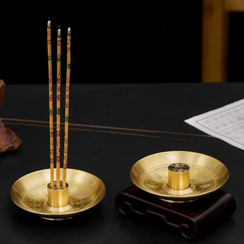 Round 9-Hole Brass Incense Holder Tray – Yoga & Meditation Incense Holder Tray Axl