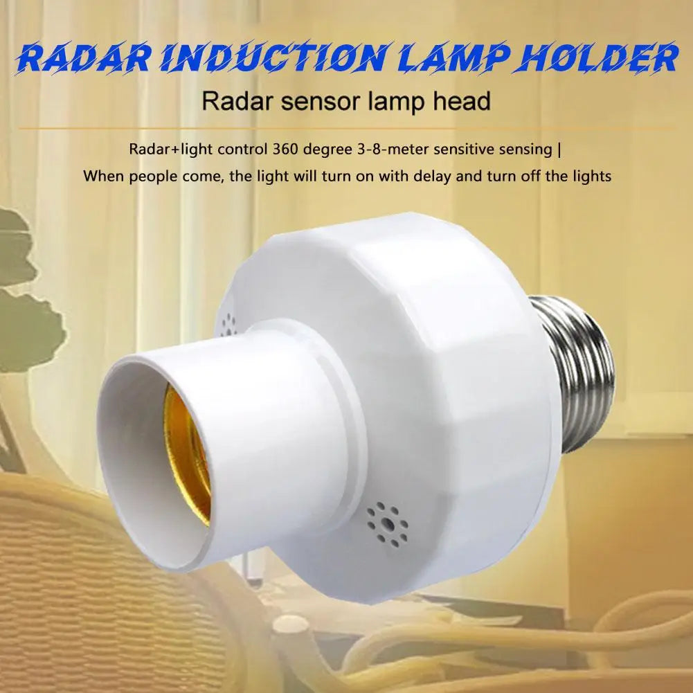E27 Radar Motion Sensor Bulb Holder – Auto On/Off Light Socket Motion Sensor Socket Axl