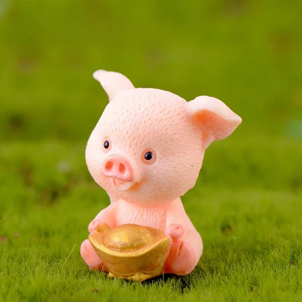 Mini Pig Family Resin Figurines – 5pc Miniature Garden Decor Miniature Resin Figurine Axl C