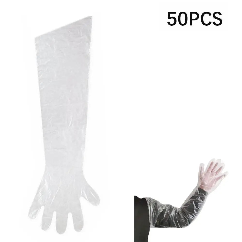 50PCS Disposable Long Arm Vet Gloves – 90cm PE Farm Gloves Veterinary Gloves Axl Transparent