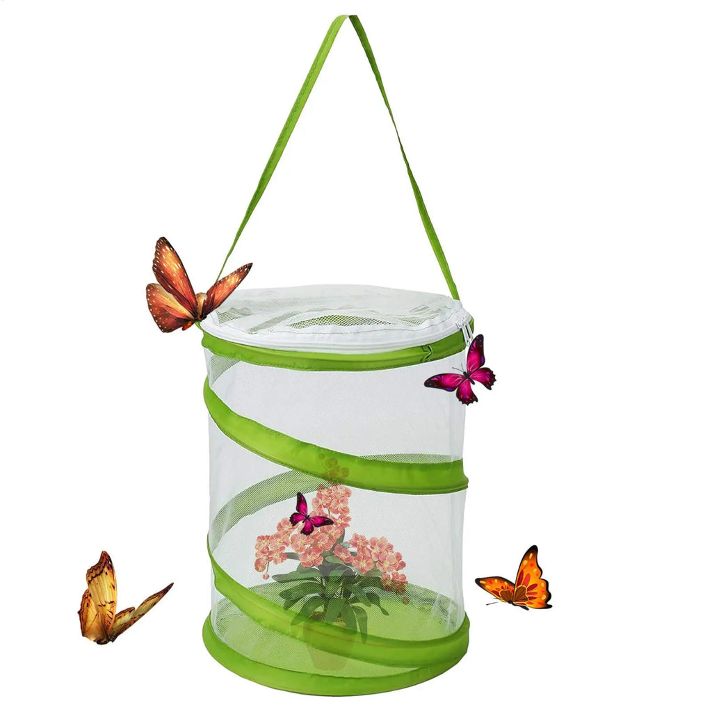 Foldable Butterfly Habitat Cage – Clear Mesh Caterpillar Enclosure Insect Habitat Cage Axl