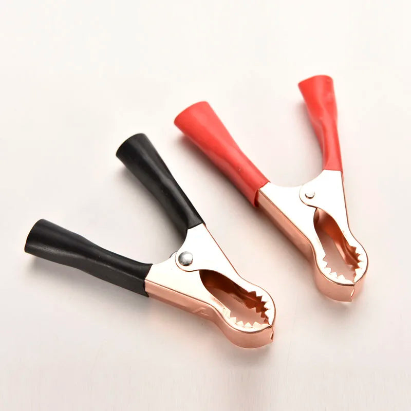 2Pcs Alligator Clamp Clips 50A 80mm – Red & Black Battery Leads Alligator Clamp Clips Axl Set