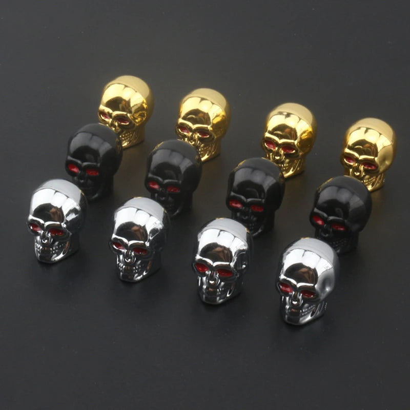 Skull Tire Valve Caps – ABS & Copper, Set of 4 | Cars & Bikes Tire Valve Caps Axl